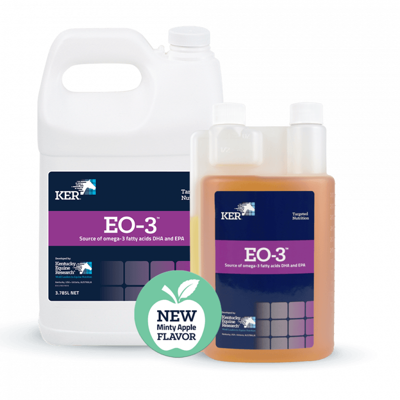 EO-3 product containers with new minty apple flavor icon.