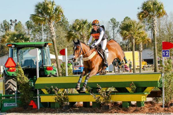 Liz Halliday-Sharp riding cross-country at the Eventing G